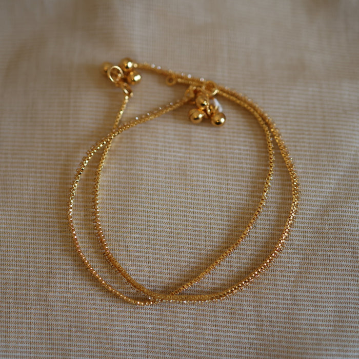 Heritage gold traditional simple stone anklet HAN326