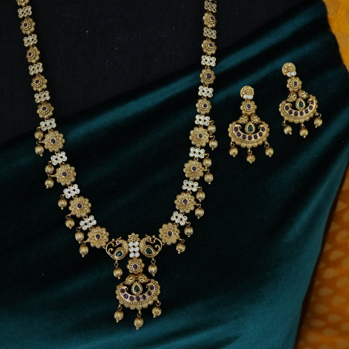 Antique gold long necklace and earrings 1534