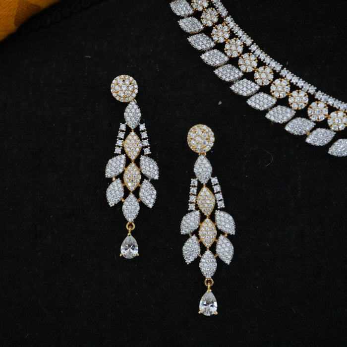 Cz stone short necklace and earrings  1427