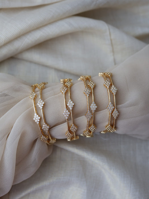 Heritage gold plated white stone bangle (1 set  of 2 bangles) HB7882