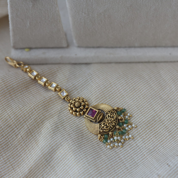 Antique gold and pearl choker necklace with earrings CCB2734