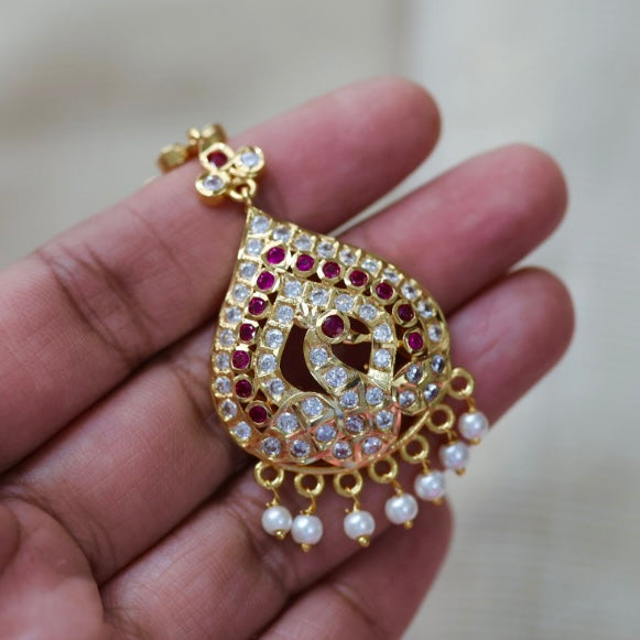 Heritage gold plated ruby and white stone tikka TH9877