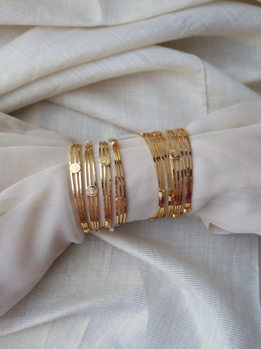 Heritage gold plated coin design gold bangle (1 set  of 2 bangles) HB5122