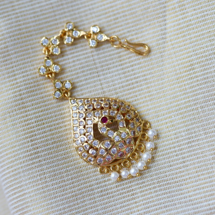 Heritage gold plated white stone tikka TH2454