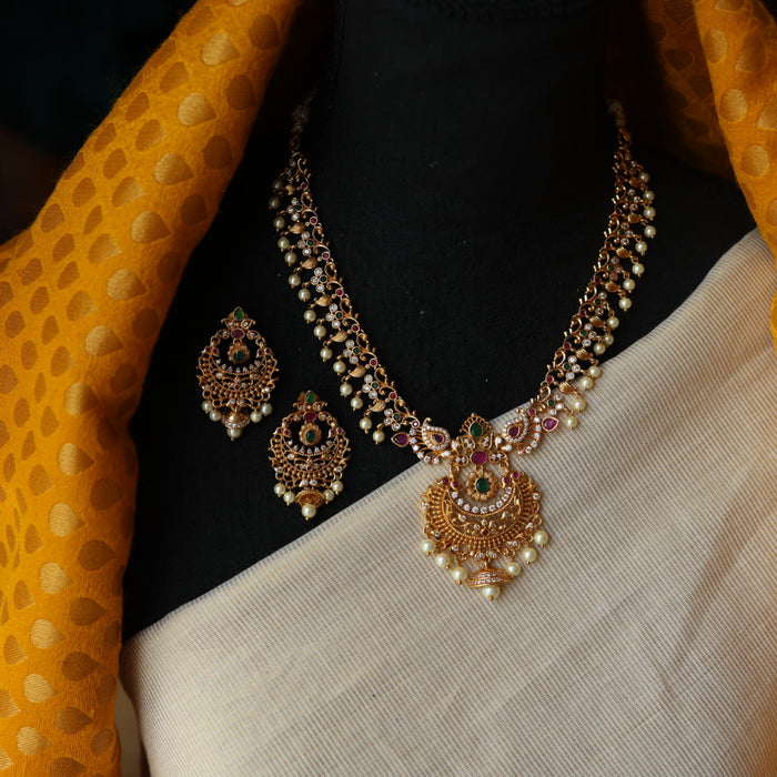 Antique pearl short necklace with earrings S1N12444