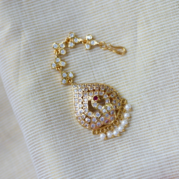 Heritage gold plated white stone tikka TH2454