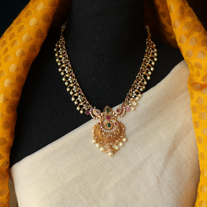 Antique pearl short necklace with earrings S1N12444