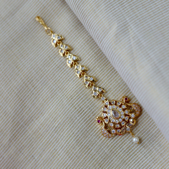 Heritage gold plated white stone tikka TH246