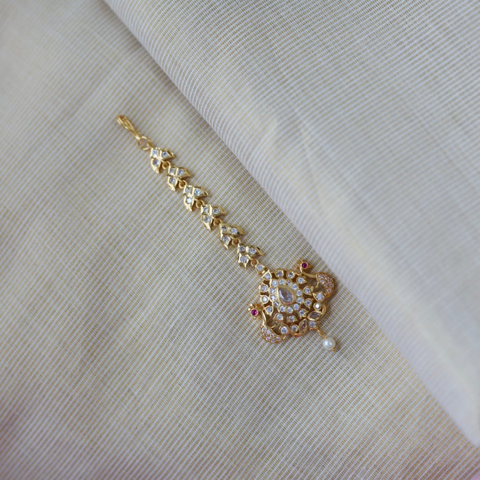 Heritage gold plated white stone tikka TH246