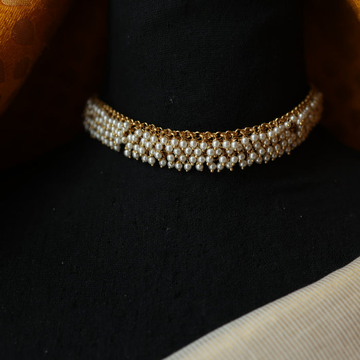 Antique pearl choker necklace with earrings CCB1223