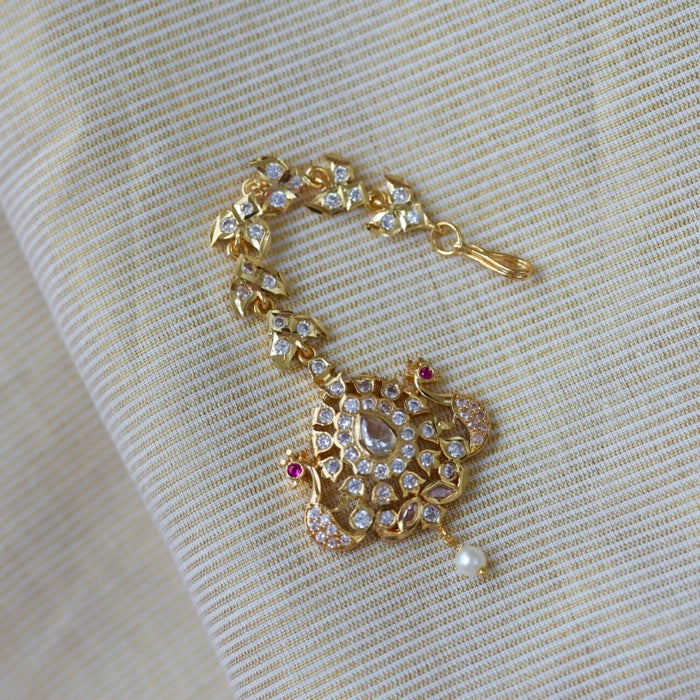 Heritage gold plated white stone tikka TH246