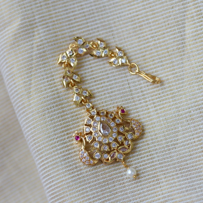 Heritage gold plated white stone tikka TH246