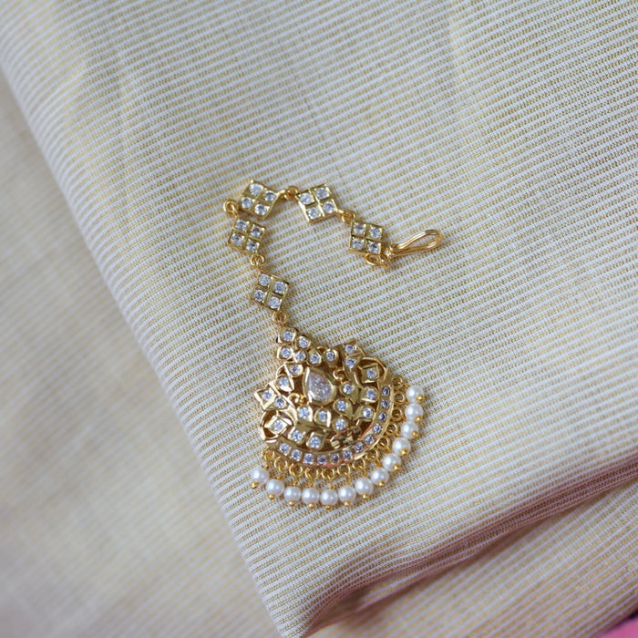 Heritage gold plated white stone tikka TH247