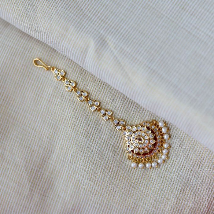 Heritage gold plated white stone tikka TH241