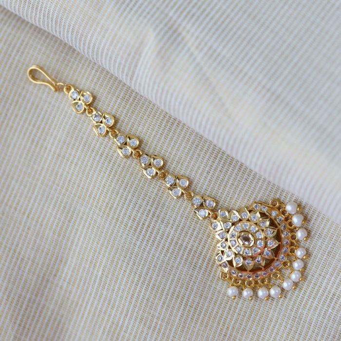 Heritage gold plated white stone tikka TH241