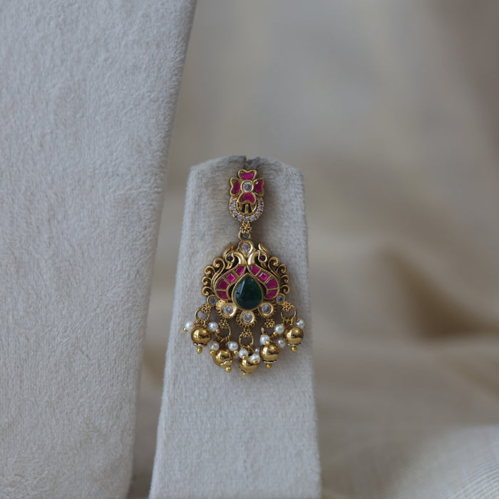 Antique gold and pearl choker necklace with earrings CCB21345