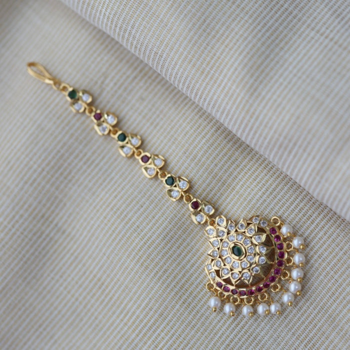 Heritage gold plated multi stone tikka HT389