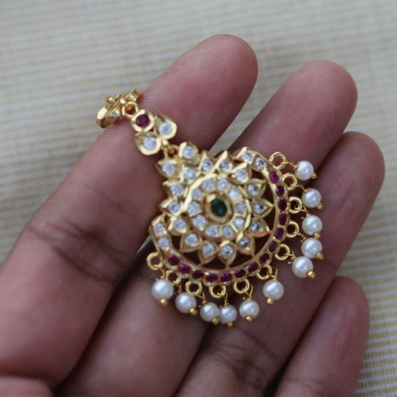 Heritage gold plated multi stone tikka HT389