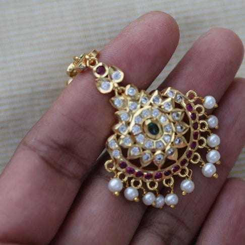 Heritage gold plated multi stone tikka HT389