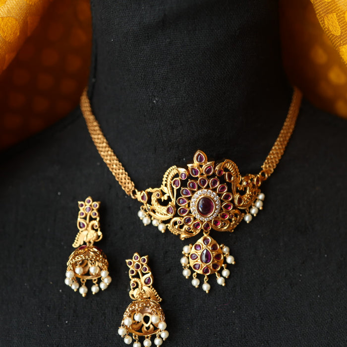 Antique choker necklace and earrings CCB15688
