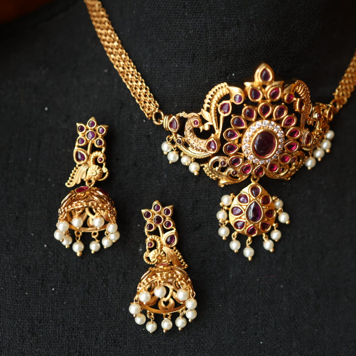 Antique choker necklace and earrings CCB15688