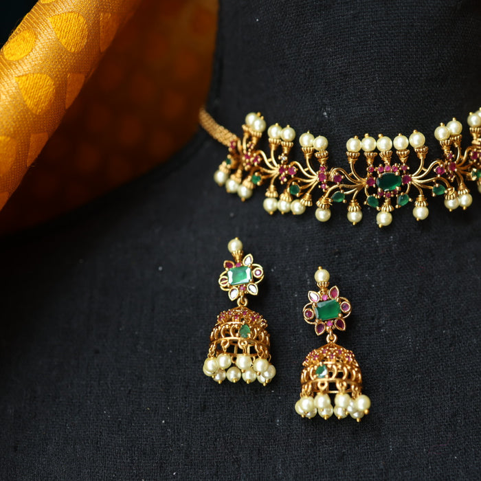 Antique choker necklace with earrings CCB13270