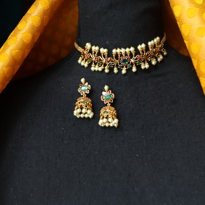 Antique choker necklace with earrings CCB13270