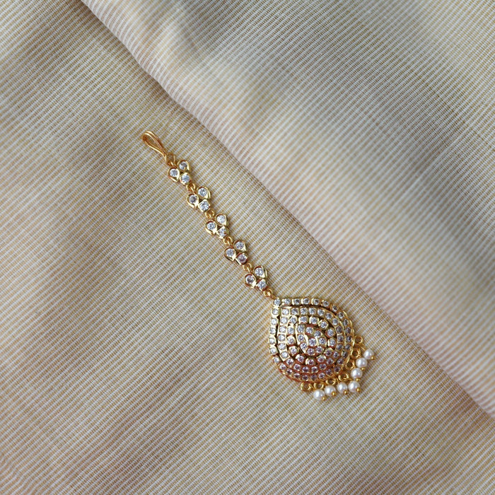 Heritage gold plated white stone tikka HT39928