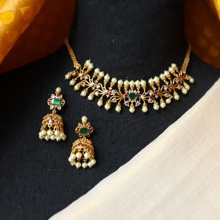Antique choker necklace with earrings CCB13278