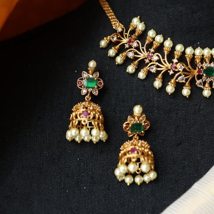 Antique choker necklace with earrings CCB13278