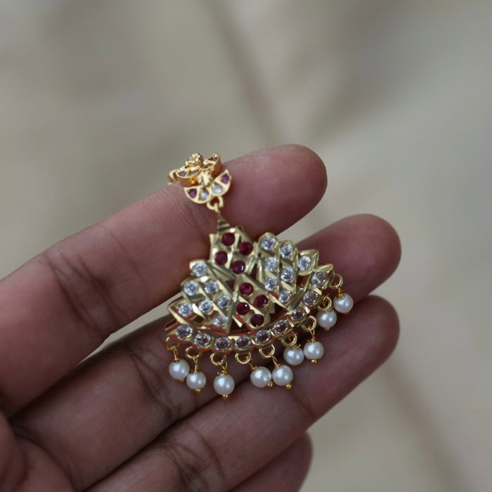 Heritage gold plated ruby white stone tikka HT7652