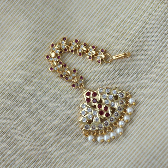 Heritage gold plated ruby white stone tikka HT7652