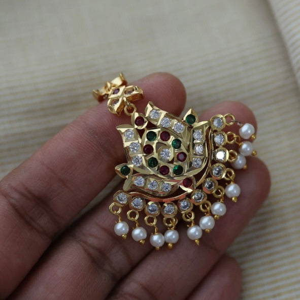 Heritage gold plated multi stone tikka HT3891