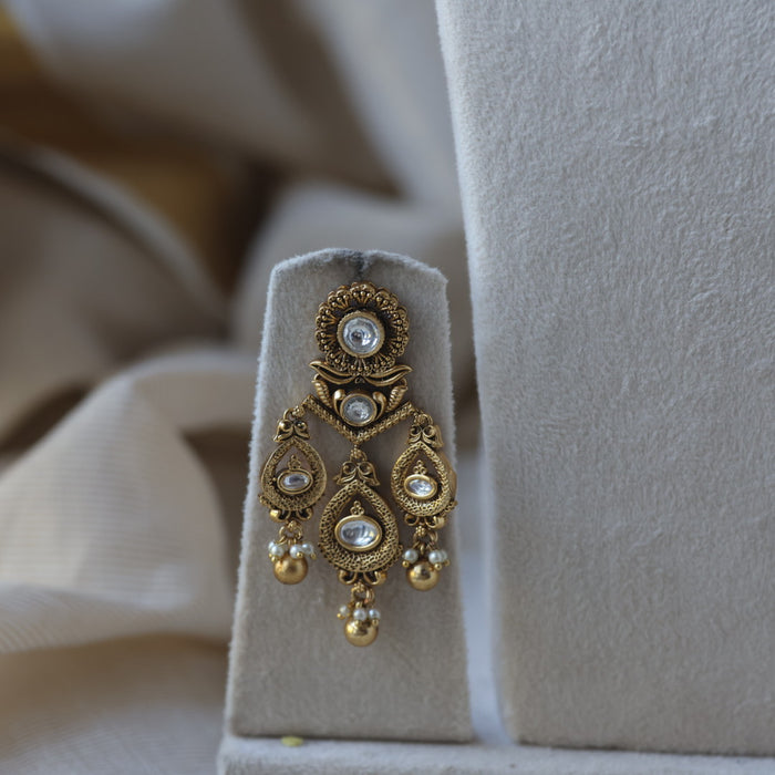 Antique gold short necklace with earrings G16729
