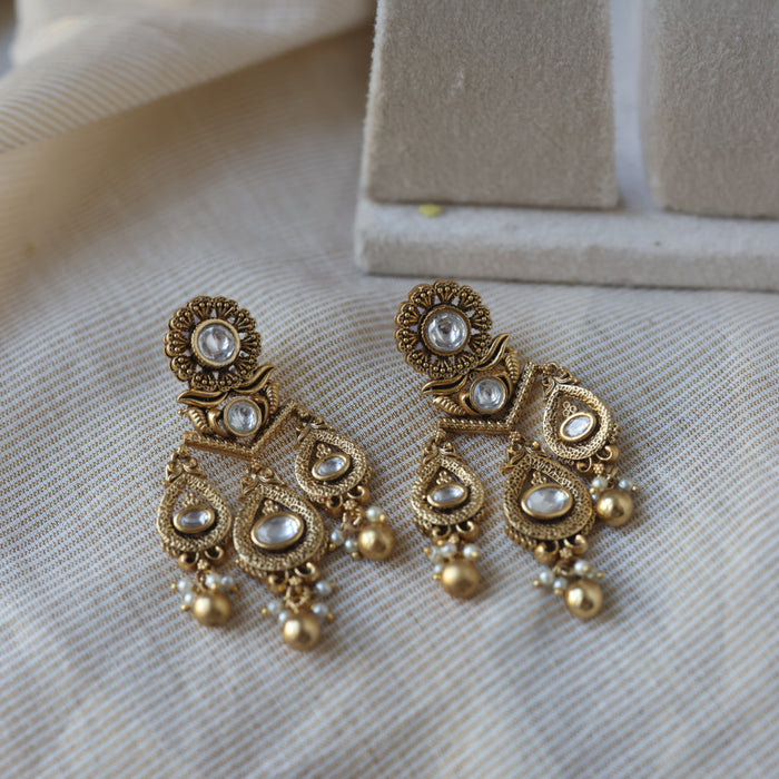 Antique gold short necklace with earrings G16729