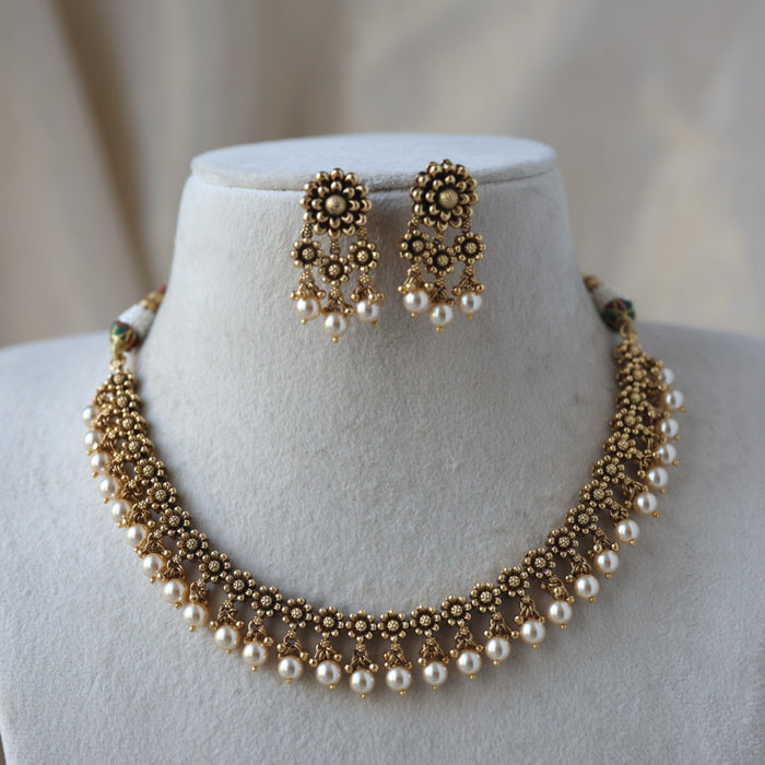 Antique simple short necklace with earrings G40091