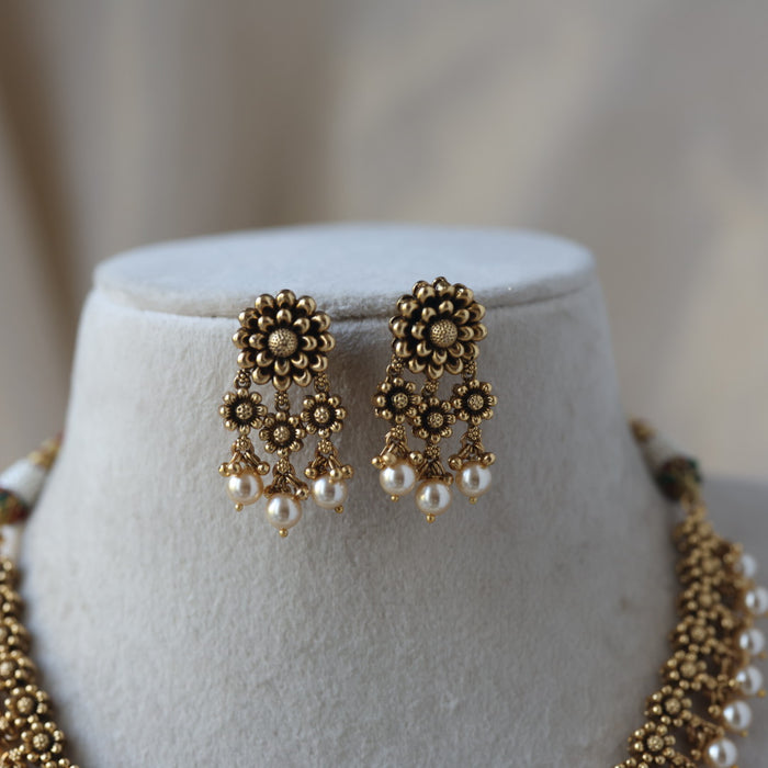 Antique simple short necklace with earrings G40091