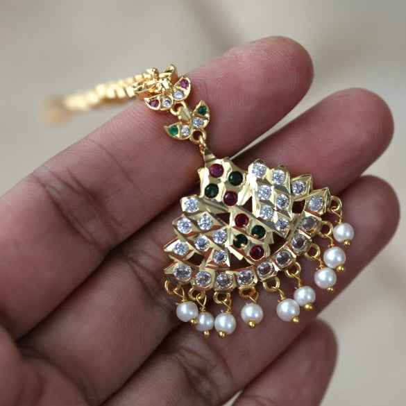 Heritage gold plated multi stone tikka HT3401