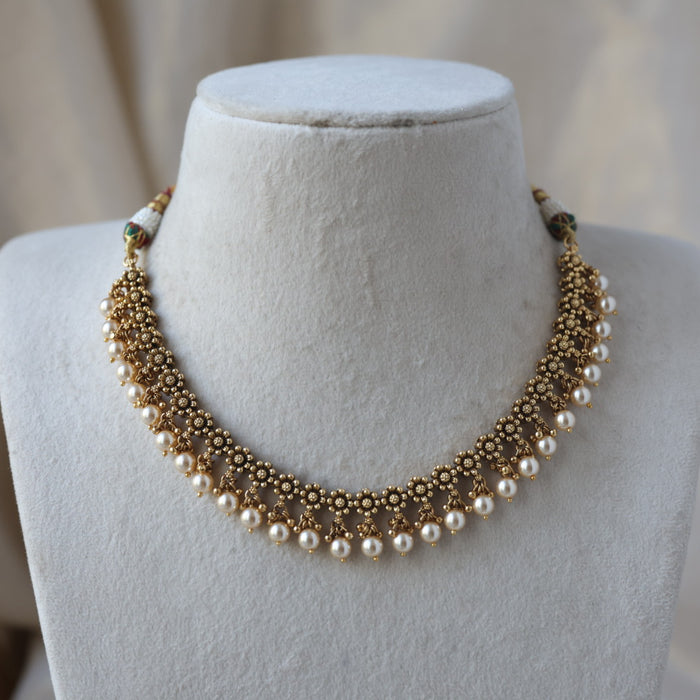 Antique simple short necklace with earrings G40091