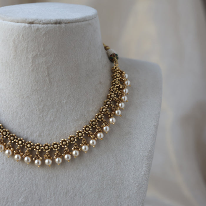 Antique simple short necklace with earrings G40091