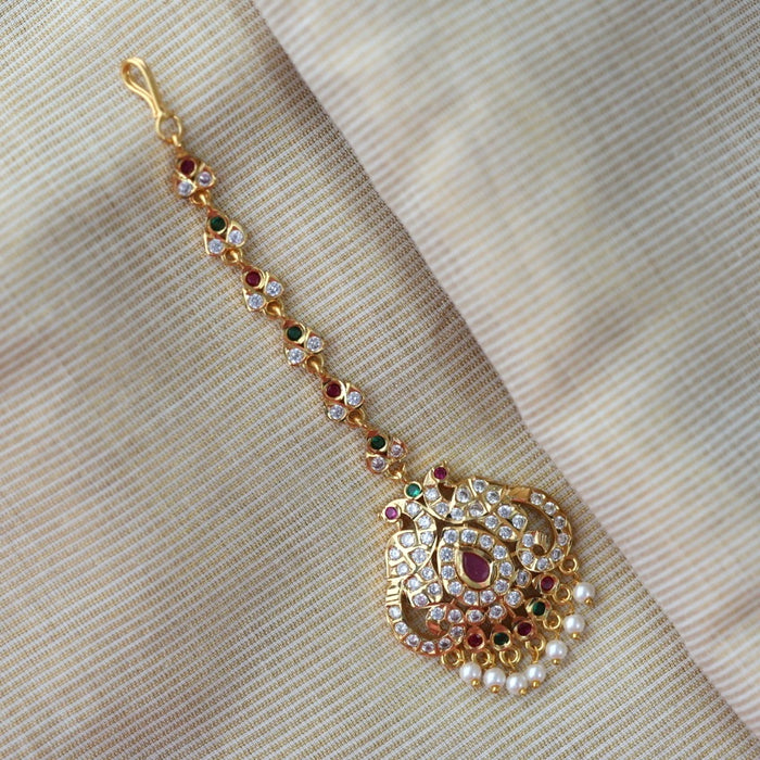 Heritage gold plated multi stone tikka HT39923