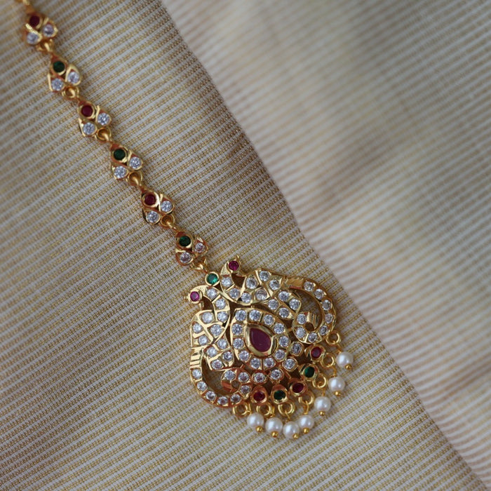 Heritage gold plated multi stone tikka HT39923