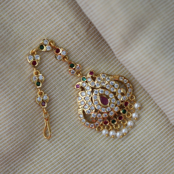 Heritage gold plated multi stone tikka HT39923