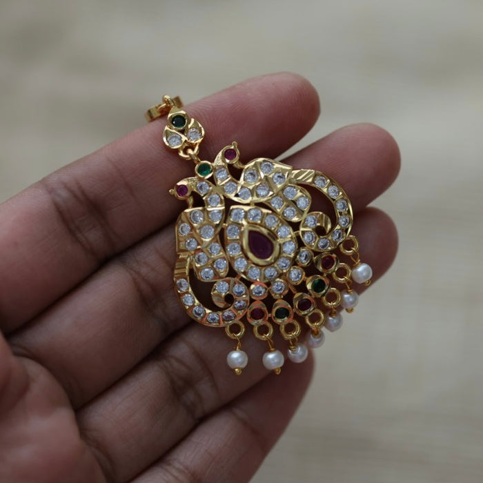 Heritage gold plated multi stone tikka HT39923