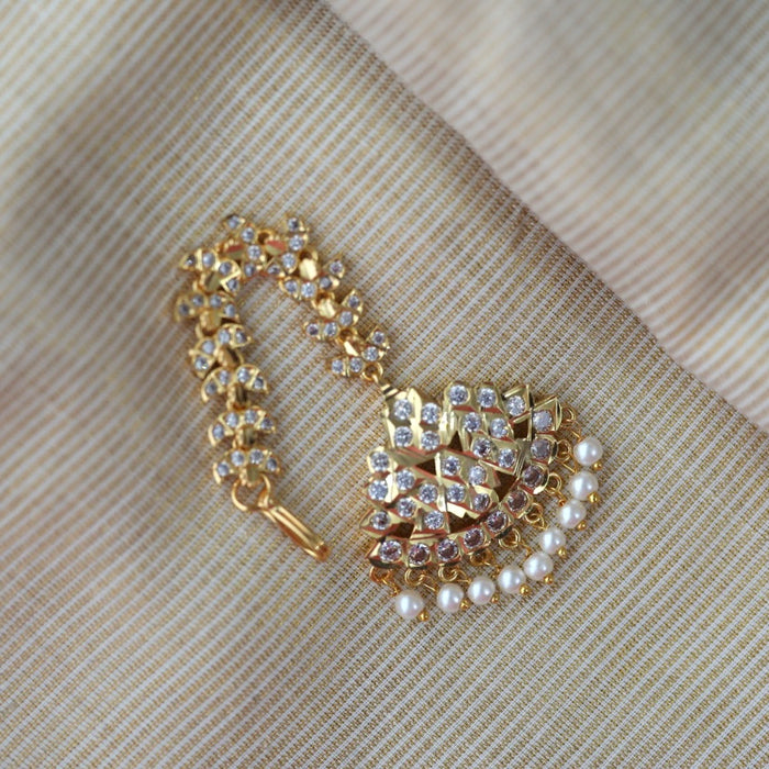 Heritage gold plated white stone tikka HT5049