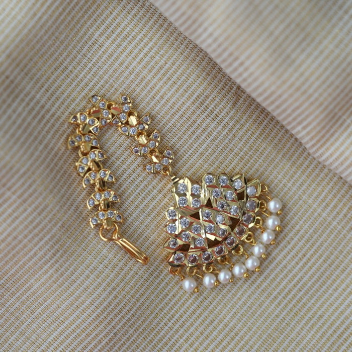 Heritage gold plated white stone tikka HT5049