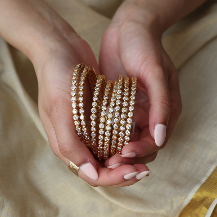 Heritage gold plated white stone bangle (1 set  of 2 bangles) HB7821