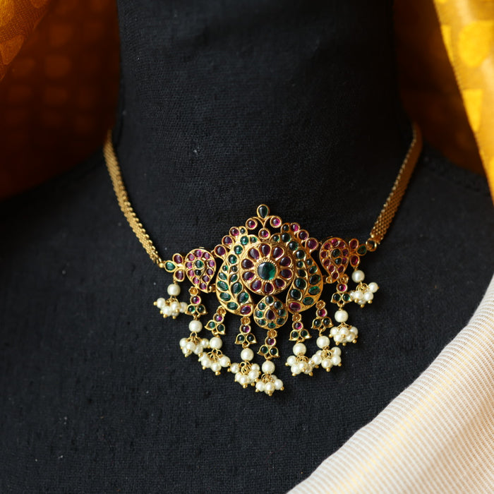 Antique ruby green choker necklace with earrings CCB1054