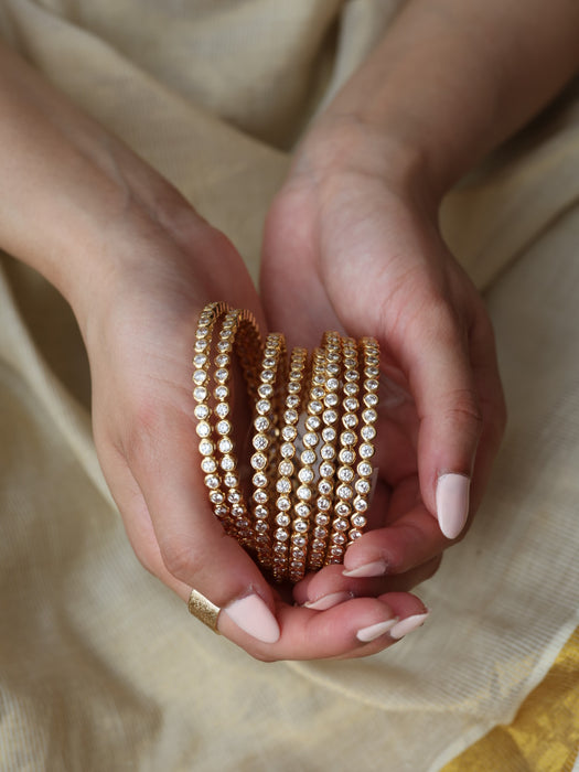 Heritage gold plated white stone bangle (1 set  of 2 bangles) HB7821