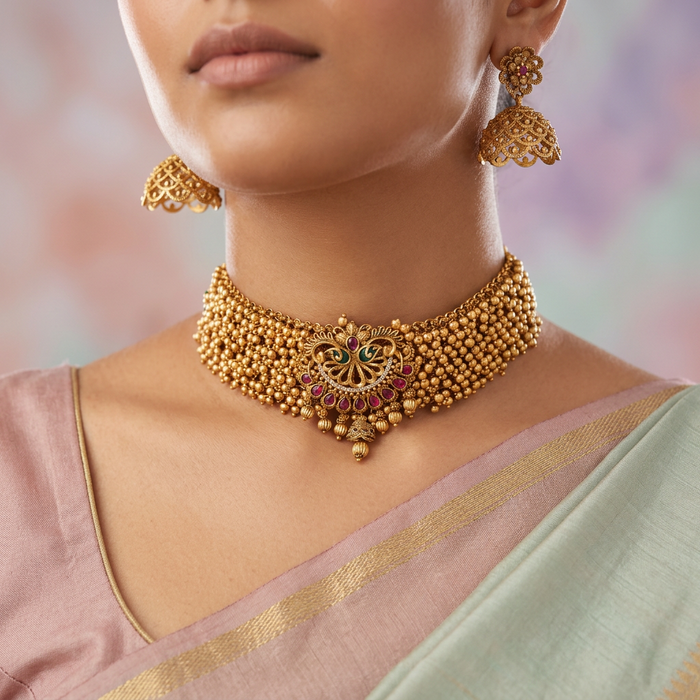 Antique choker necklace and earrings CCB1654